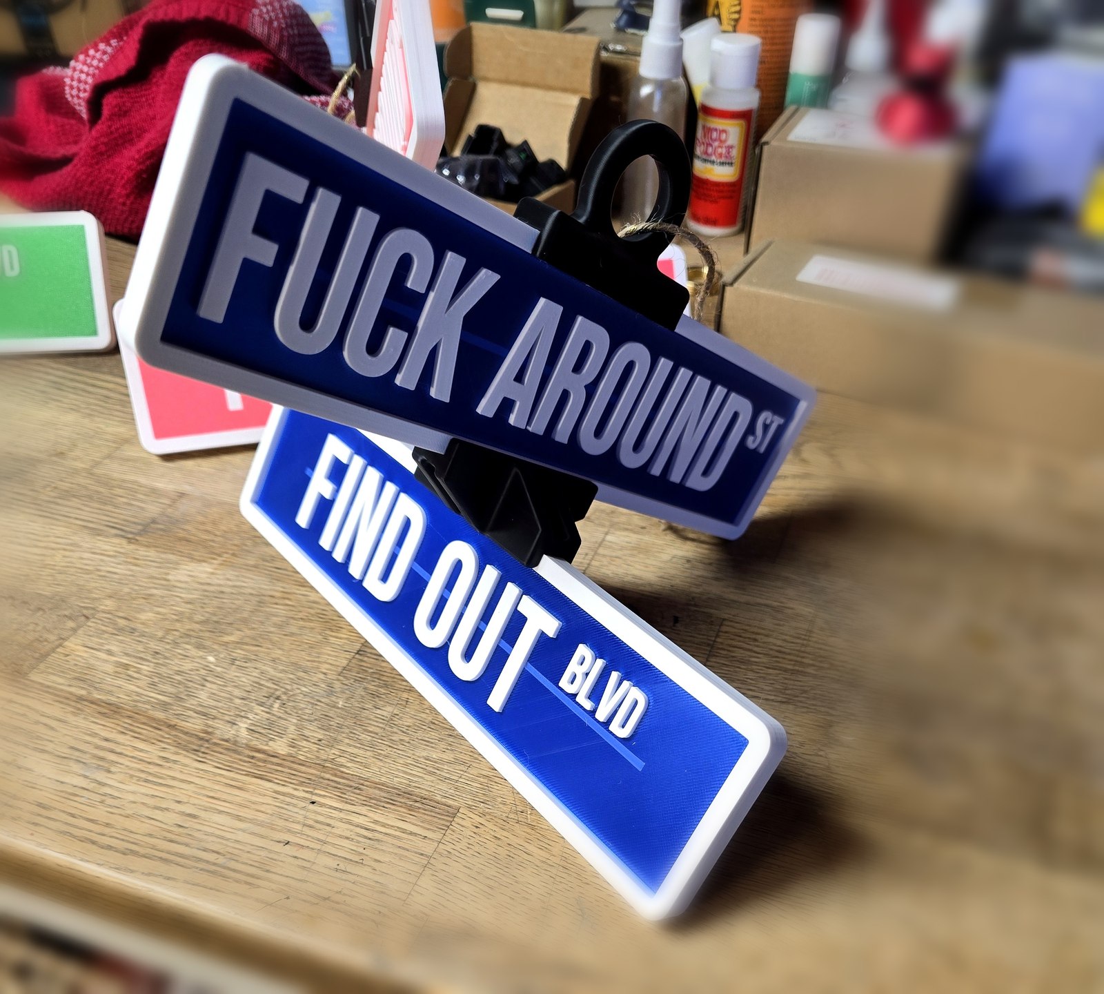 "F*ck Around St" & "Find Out Blvd" Crossed Street Sign